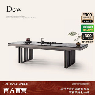 诚骏意式 泡茶桌 极简茶桌轻奢天然大理石铂金钻办公桌带茶台一体式