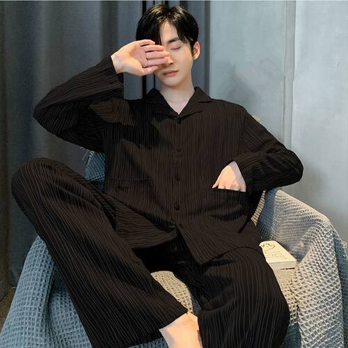 100%纯棉睡衣男春秋季长袖新款男士全棉大码学生家居服套装可外穿