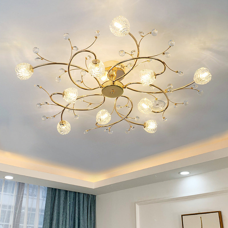 新款现代简约客厅大灯水晶灯轻奢风卧室灯金色创意吸顶灯餐厅灯具