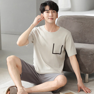 短裤 套装 薄款 莫代尔睡衣男夏季 套头加大码 短袖 男士 夏天家居服 新款