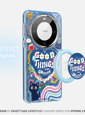 蓝色涂鸦猫适用于华为mate70pro手机壳mate50新mate40创意mt60高级小众mate40pro防摔mt50潮流超薄