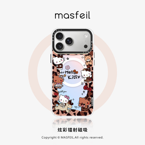 ZHIZHE×猫咪豹纹适用iPhone17Promax手机壳新款15磁吸带支架苹果16Pro全包套可爱女ip13pm高级感14好看