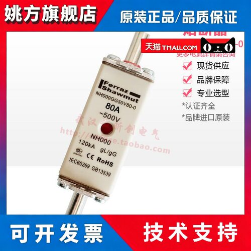 法国罗兰 法雷ferraz shawmut熔断器NH000GG50V80 500V 80A保险丝