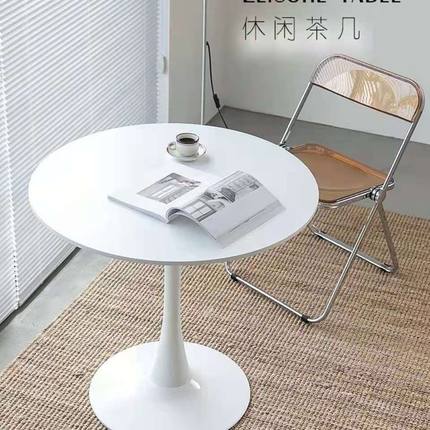 北欧简约接待洽谈桌椅休闲家用阳台餐桌奶茶店郁金香岩板小圆桌子