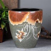 景德镇陶瓷古法鱼缸养荷花睡莲盆水缸老式 室外庭院U客厅摆件书画