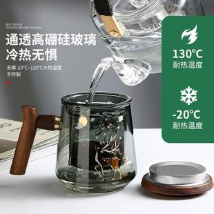 玻璃茶杯茶水分离花茶泡茶杯男个人专用办公室主人杯功夫茶道杯子