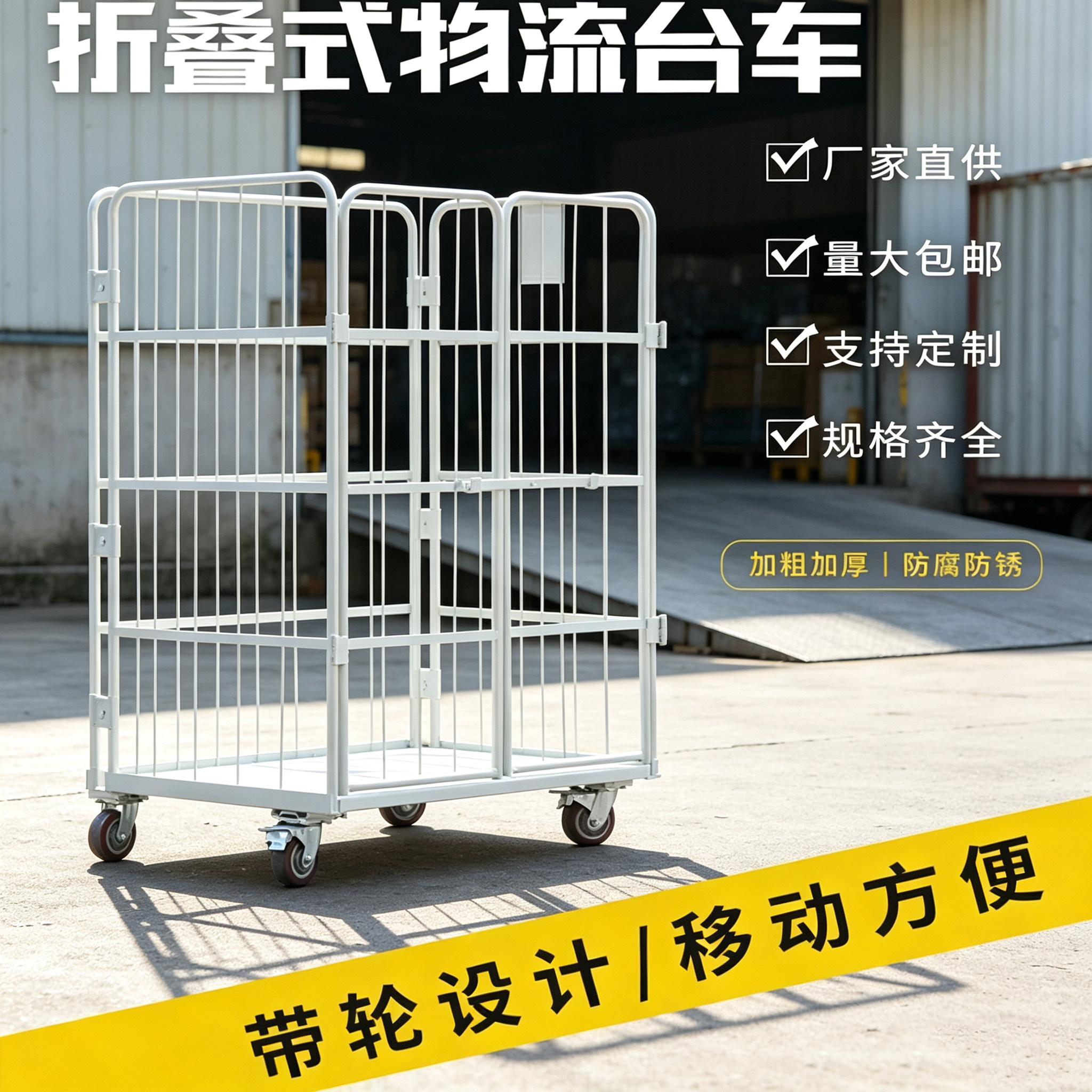 折叠物流台车仓储笼车快递中转小车工具推车快递分拣笼卸货转运车图片