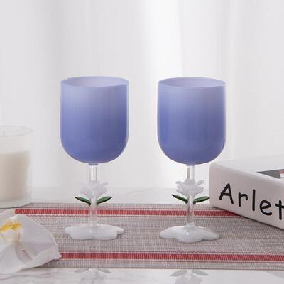 立体花杆酒杯高颜值酒杯艺术香槟杯高硼硅玻璃多色耐热水杯果汁杯
