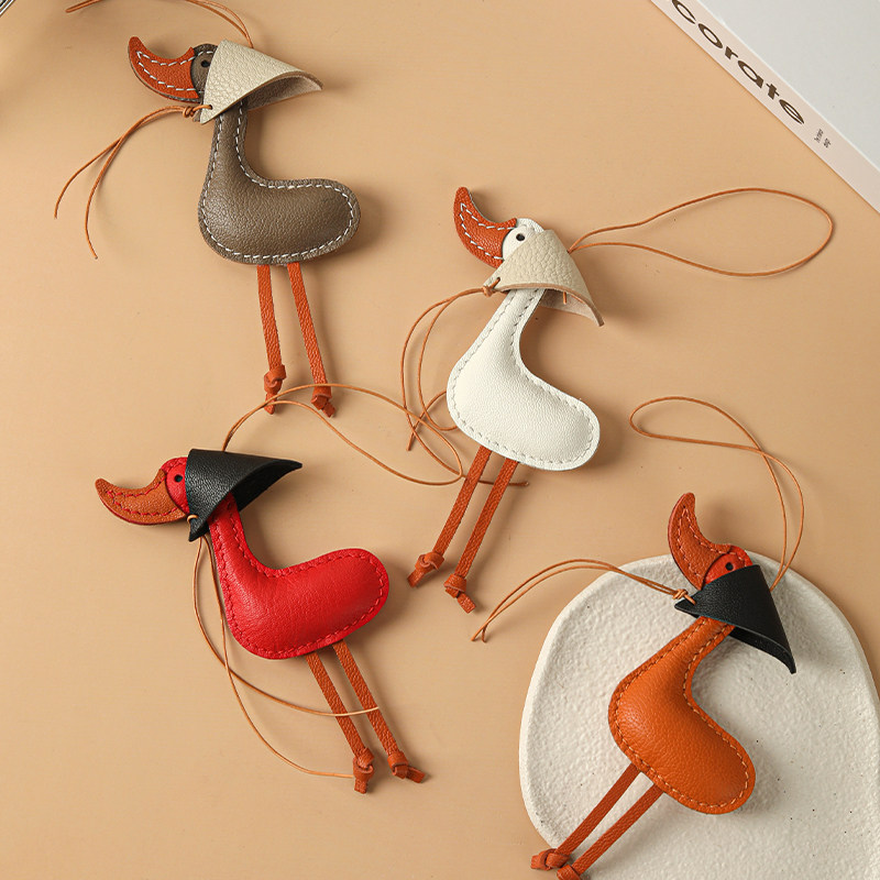 裁鱼手工皮具diy材料包卡通可爱幸运鹅钥匙扣包挂件自制真皮挂饰