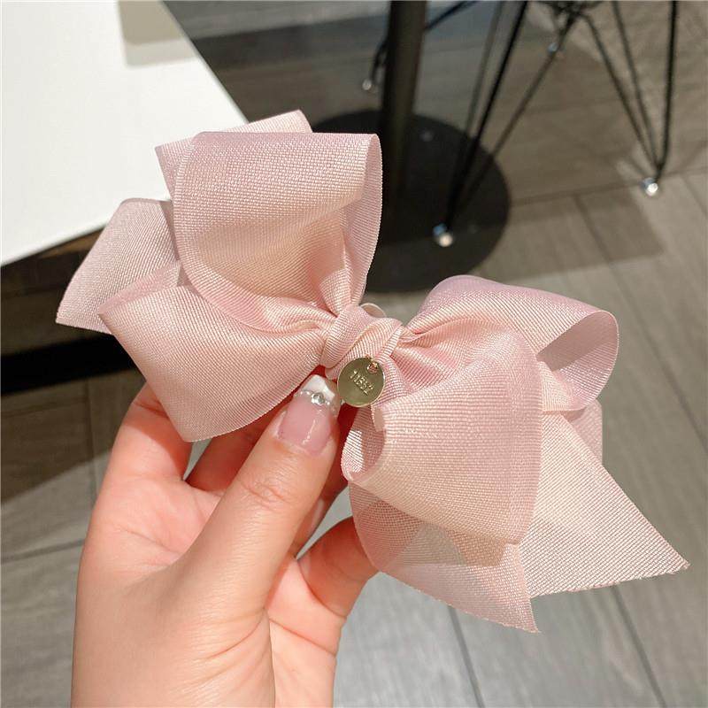 韩国复古法式布艺织带蝴蝶结侧面夹边夹甜美少女网红弹簧夹发夹新