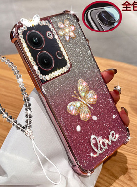 适用oppo reno9手机壳5G气囊reno5透明reno6闪粉镶钻reno7蝴蝶se带镜头膜K全包pro电镀女款软硅胶防摔保护套