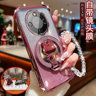 迷你小兔子支架化妆镜 AN00防撞气囊防摔镜头膜全包边保护套女款 适用荣耀x70手机壳x70i透明MTN ANOO四角ABR