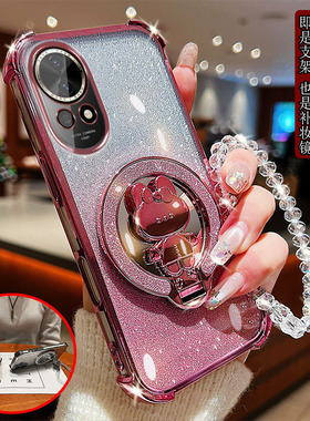 适用华为Nova12手机壳pro透明Ultra四角BLK-AL00防撞ADA-AL00气囊ADA-AL00防摔镜头膜全包迷你兔子支架化妆镜