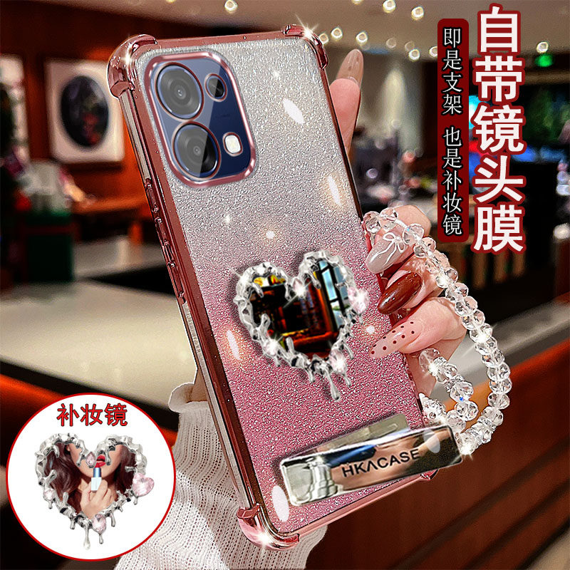 适用于OPPO A6手机壳pro透明PLS120四角PLN110防撞气囊防摔镜头膜全包边保护套女款水滴爱心补妆镜子支架新品