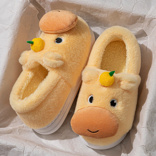 可爱水豚噜噜棉拖女居家棉拖鞋女加绒棉拖鞋男保暖鞋月子鞋包头拖