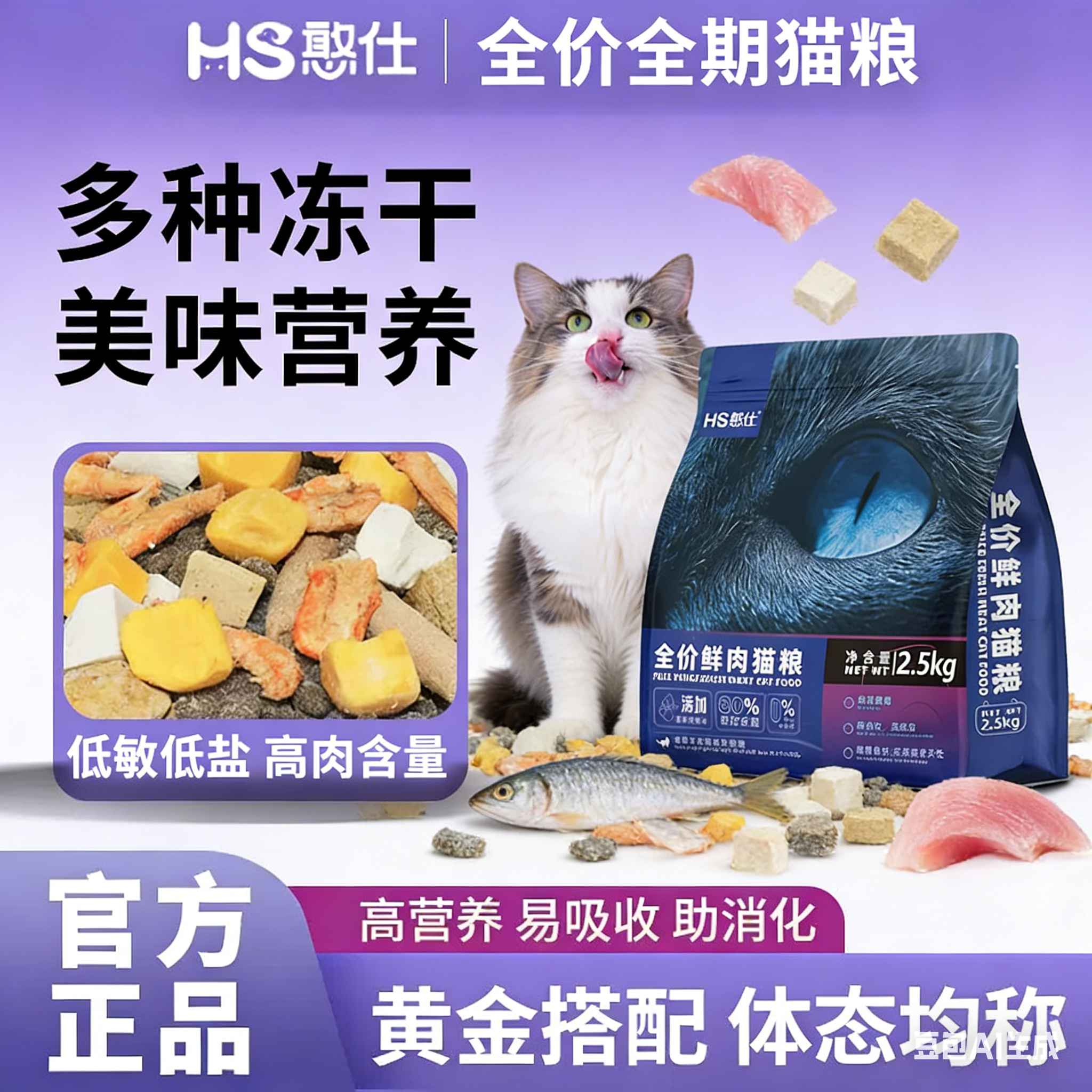 全价成猫幼猫全期憨仕发腮猫粮