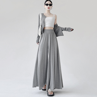 甩甩裤 浅灰色高腰阔腿裤 小个子慵懒风长裤 薄款 子 女春夏垂感休闲裤