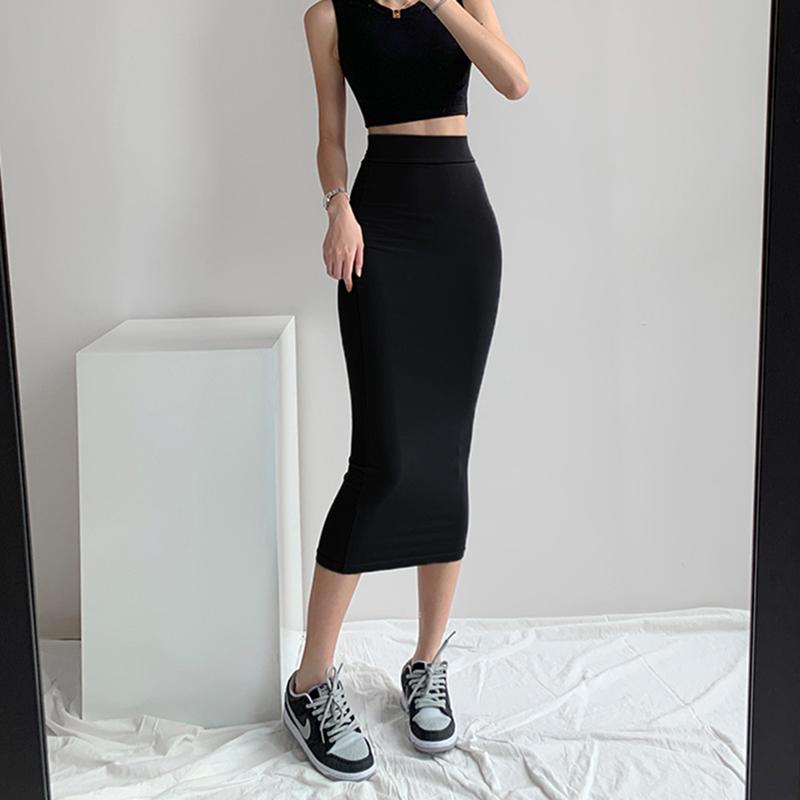 莫代尔黑色包臀半身裙女辣妹2025春夏新款修身弹力显瘦欧美一步裙