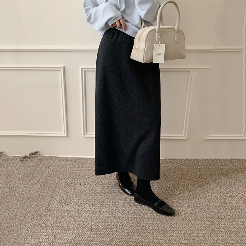 百搭加厚480G中长款垂感直筒裙