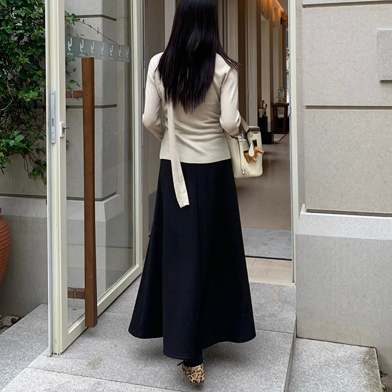 加绒空气层遮胯长裙垂感高腰裙子