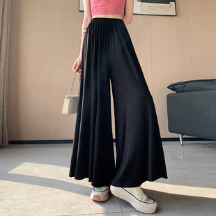 长裤 慵懒风高腰阔腿裤 休闲裤 薄款 女春夏黑色垂感显瘦超宽松甩甩裤