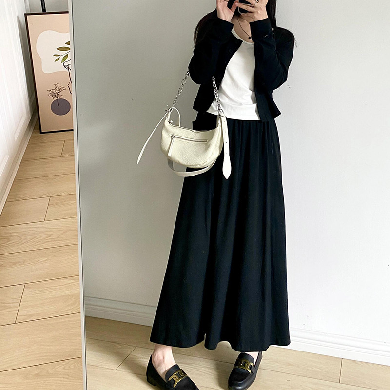莫代尔黑色垂感A字半身裙女春夏高腰显瘦遮胯极简风小个子大摆裙,女装/女士精品,半身裙,淘宝优惠券,粉丝福利购,淘宝优惠卷