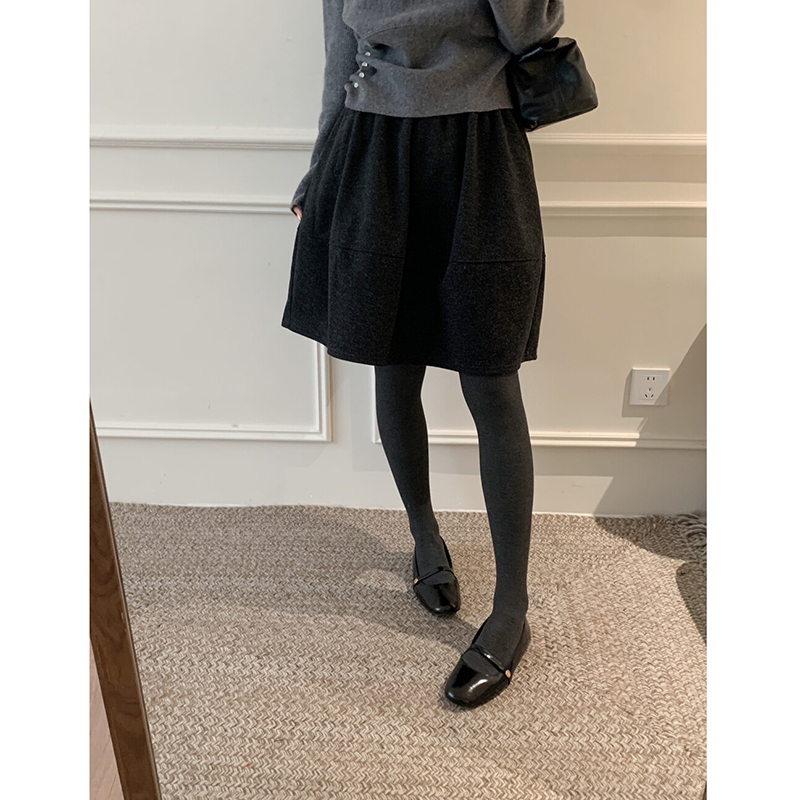 带口袋A字半身裙网红款遮胯中裙