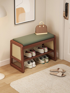 柜可坐鞋 凳玄关中古进门凳子实木鞋 架 凳门口家用穿鞋 高端入户换鞋