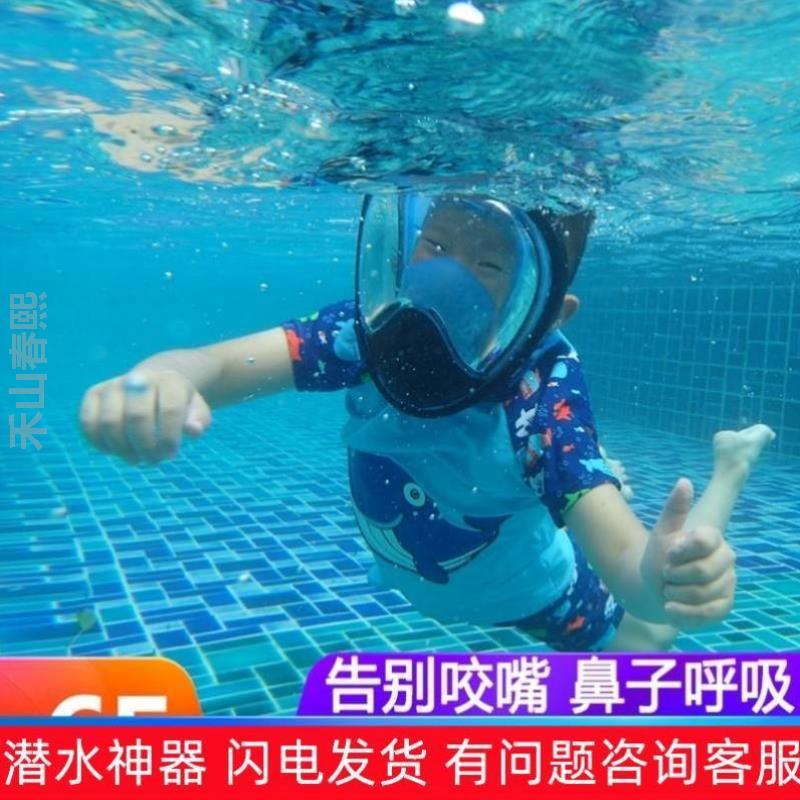 防雾防水游泳呼吸[潜水面罩呼吸器浮潜三宝高清潜水水下全干眼镜