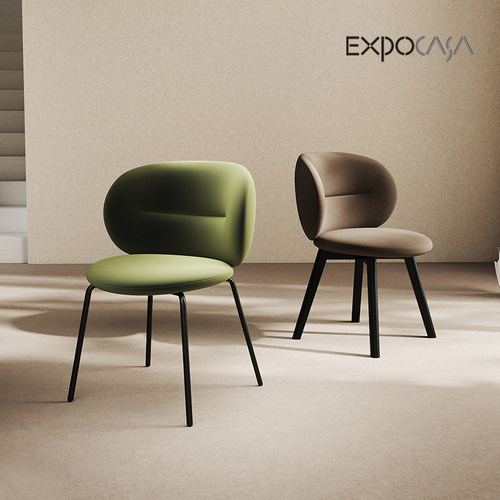 新品绒布软包意式极简实木餐椅久坐不累面料可定制