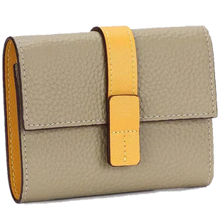 真皮钱包女短款撞色头层牛皮三折叠钱夹多卡位横款搭扣2022新款