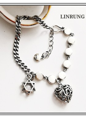 圆牌五角星男女款韩国百搭手链