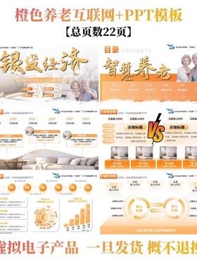 橙色智慧养老服务解决方案互联网+创新创业大赛挑战杯答辩PPT模板