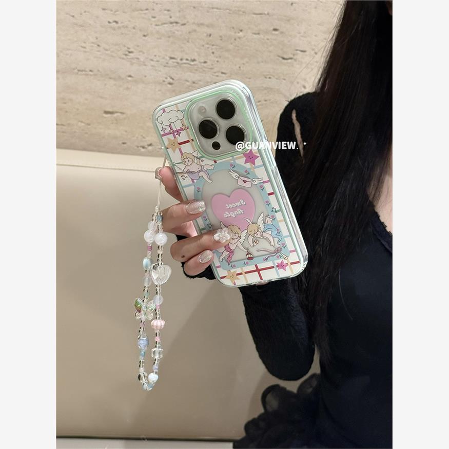 ins可爱橱窗天使丘比特适用iphone16promax苹果15手机14pro带链条13全包硅胶16pro防摔16保护软套