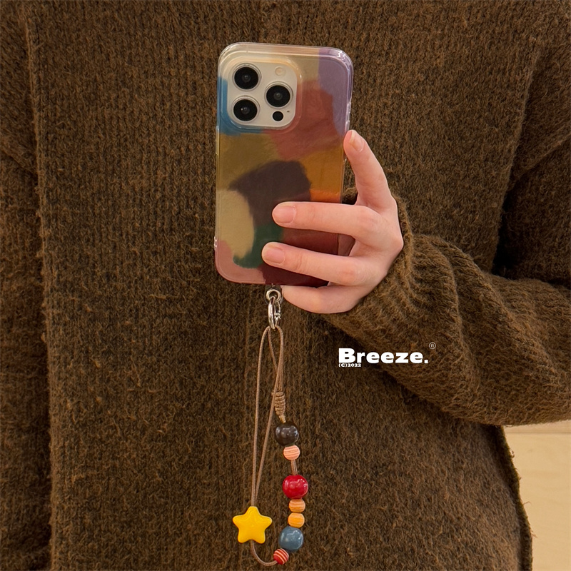 高级感锡纸纹彩色油彩适用iPhone16promax苹果15手机壳16新款亮面16pro个性创意14promax防摔保护套13挂绳12