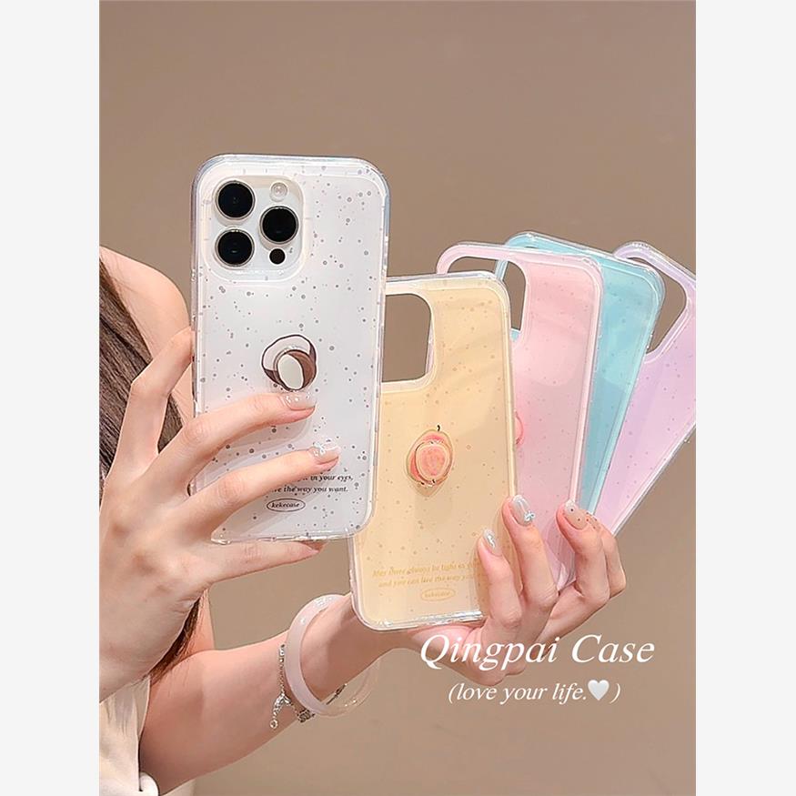 ins风日韩泼墨立体旋转水果适用苹果16promax手机壳iphone13新款15pro女款14卡通创意小清新双层全包硬壳