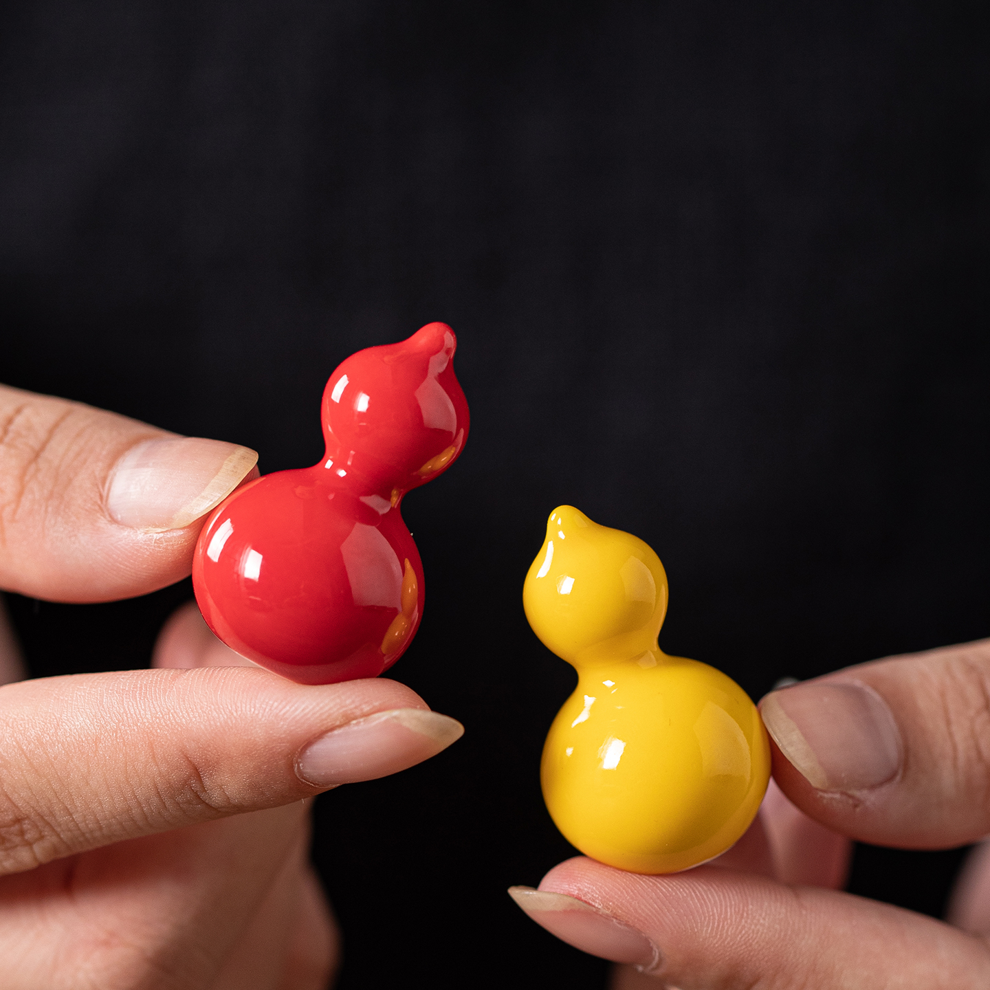 中式精品趣味迷你陶瓷创意小葫芦摆件家居办公室桌面小装饰品配件