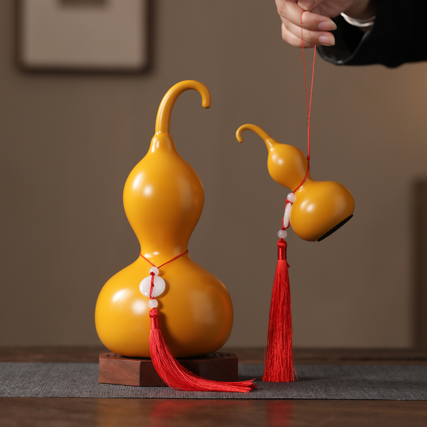 陶瓷金木水火土五行八卦葫芦摆件