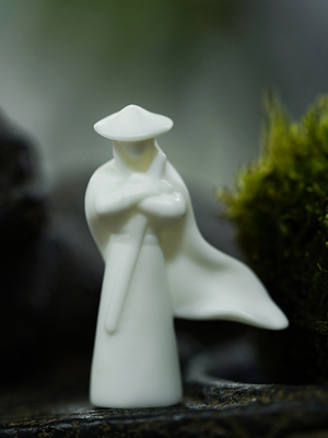 白瓷禅宗小人物陶瓷摆件园林水流装置鱼缸微景观设计园林景观桌面