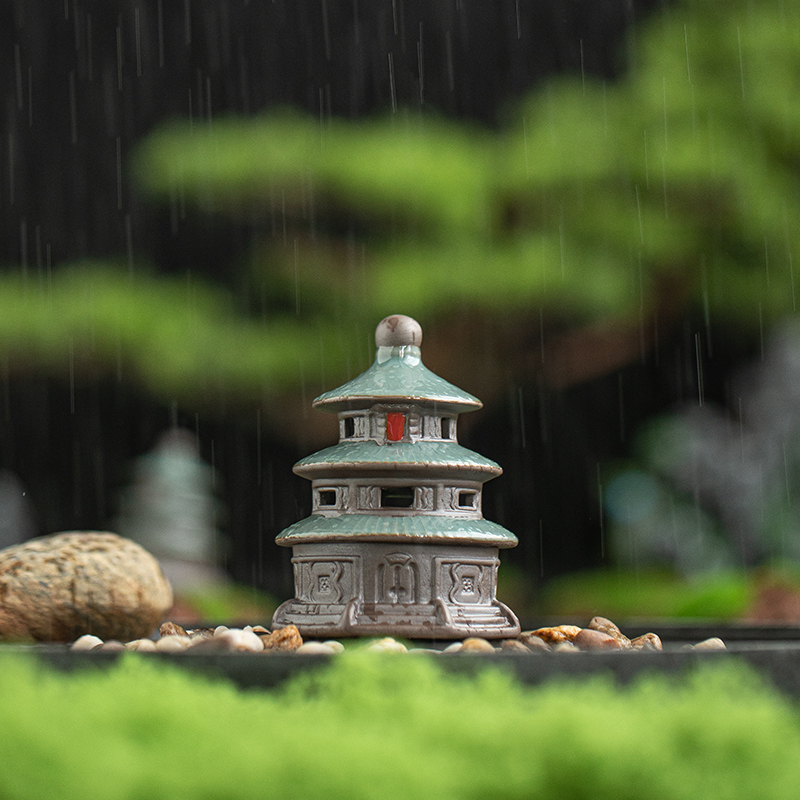 中式禅意陶瓷古建天坛小摆件