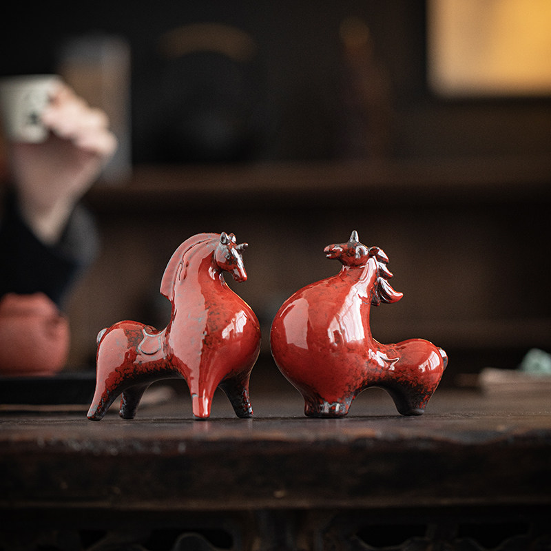 陶瓷小号唐马国风摆件创意家居客厅办公桌面招财马到成功装饰摆设