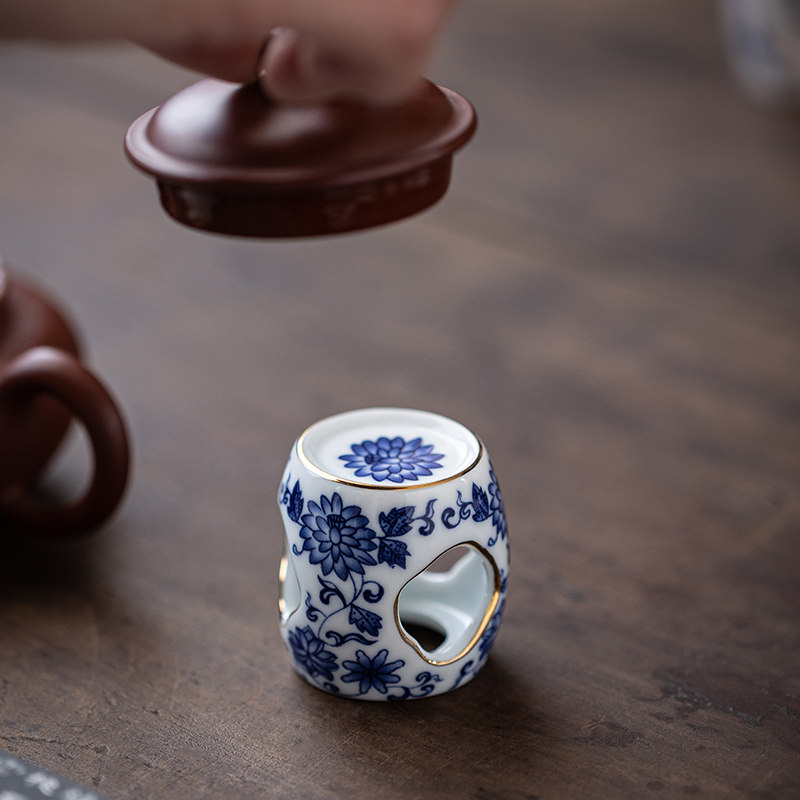 晟初复古陶瓷青花盖置图片