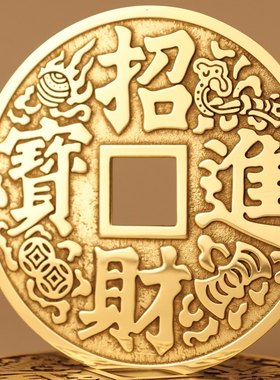 黄铜招财进宝铜钱挂件镇宅摆设适用过门石压铜钱送礼用