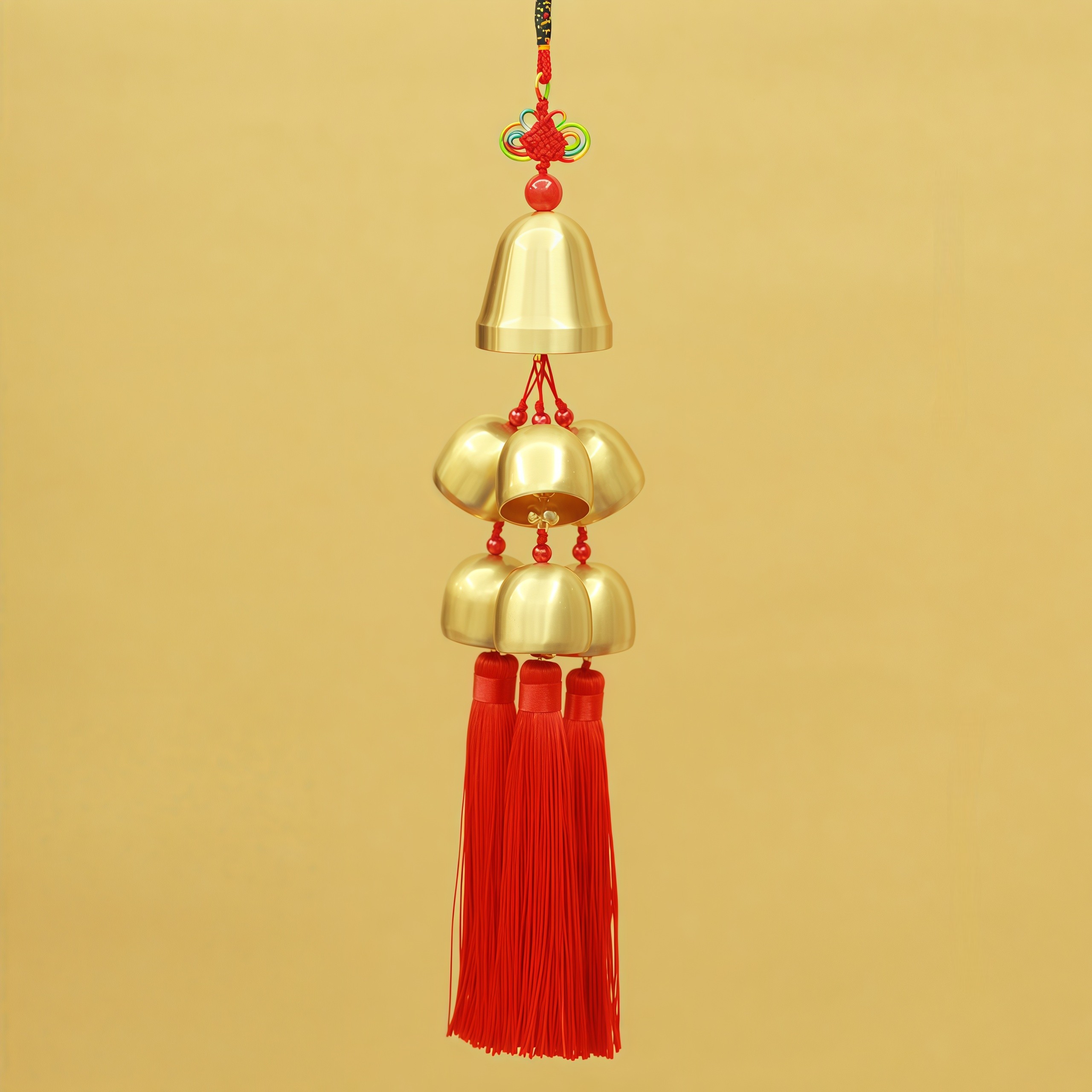 复古怀旧纯铜七个铃铛风铃 金属铜风铃适用于门饰家居阳台