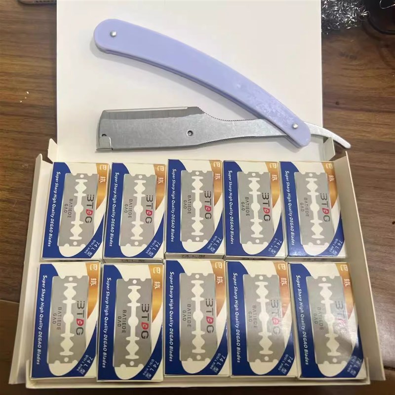 安全刮刀防刮伤理髲店专用剃胡刀手动刮胡刀刮脸刀不锈钢换刀片式图片