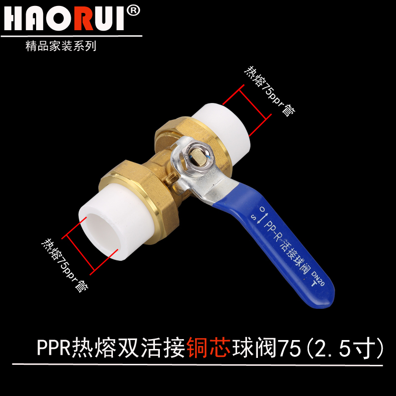 ppr双活接铜球阀4分20ppr活接头开关阀门6分2R5热熔管水管配件接