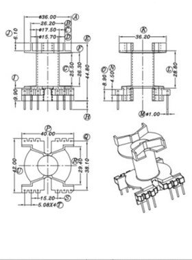 PQ4040铁氧体磁芯电木骨架配套 立式6+6针 高频变压器材料