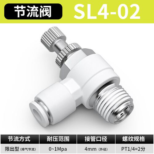 节流阀气动可调气管快速接头调速气缸配件调节SL4*6/8-M5/01/02