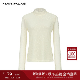 蕾丝衫 满印套头小衫 2025秋季 修身 新款 曼德诗立领长袖