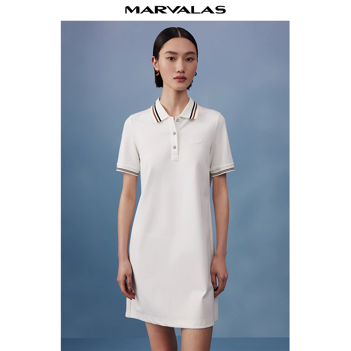设计简约曼德诗polo衬衫裙女2022